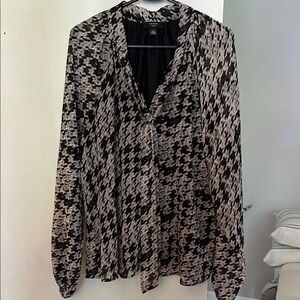 Haver London Black and Cream Houndstooth Blouse